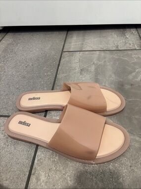 Melissa Glossy Nude Slide Mules